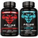 Prime Labs Prime Test טסטוסטרון Booster + L Arginine Nitric Oxide קפסולות - 60 Count Each