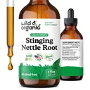 Wild & Organic Sting Nettle Tincture - Sting Nettle Root Extracts for Men & Women - נוזל אורטיקה דיויקה - טבעוני, סוכר ואלכוהול חינם - 4 fl oz