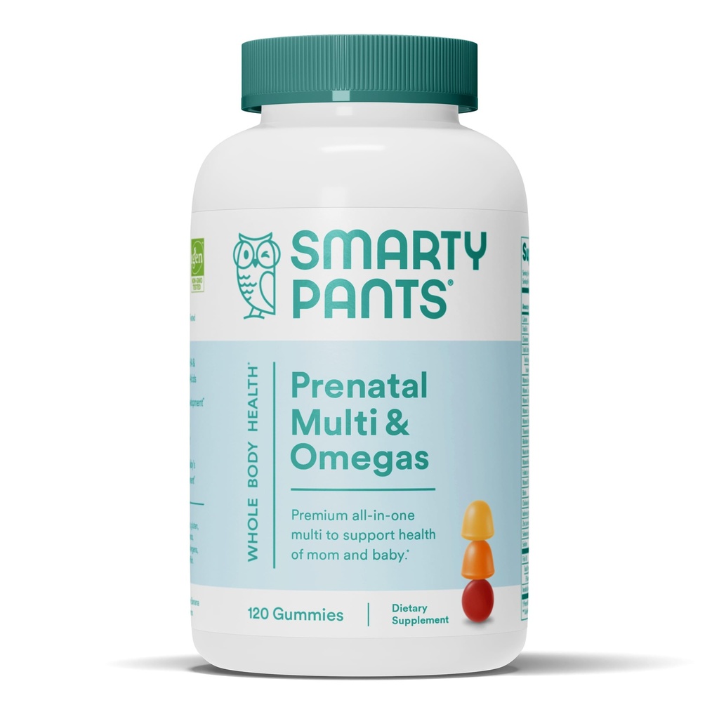 SmartyPants Prenatal Vitamins for Women, Multivitamin Gummies: Omega 3 Fish Oil (EPA/DHA), Biotin,Methylfolate,Vitamin D3,C, Vitamin B12,B6,A,K & Zinc,Inositol, (30 Day Supply),120 Count (Pack of 12)