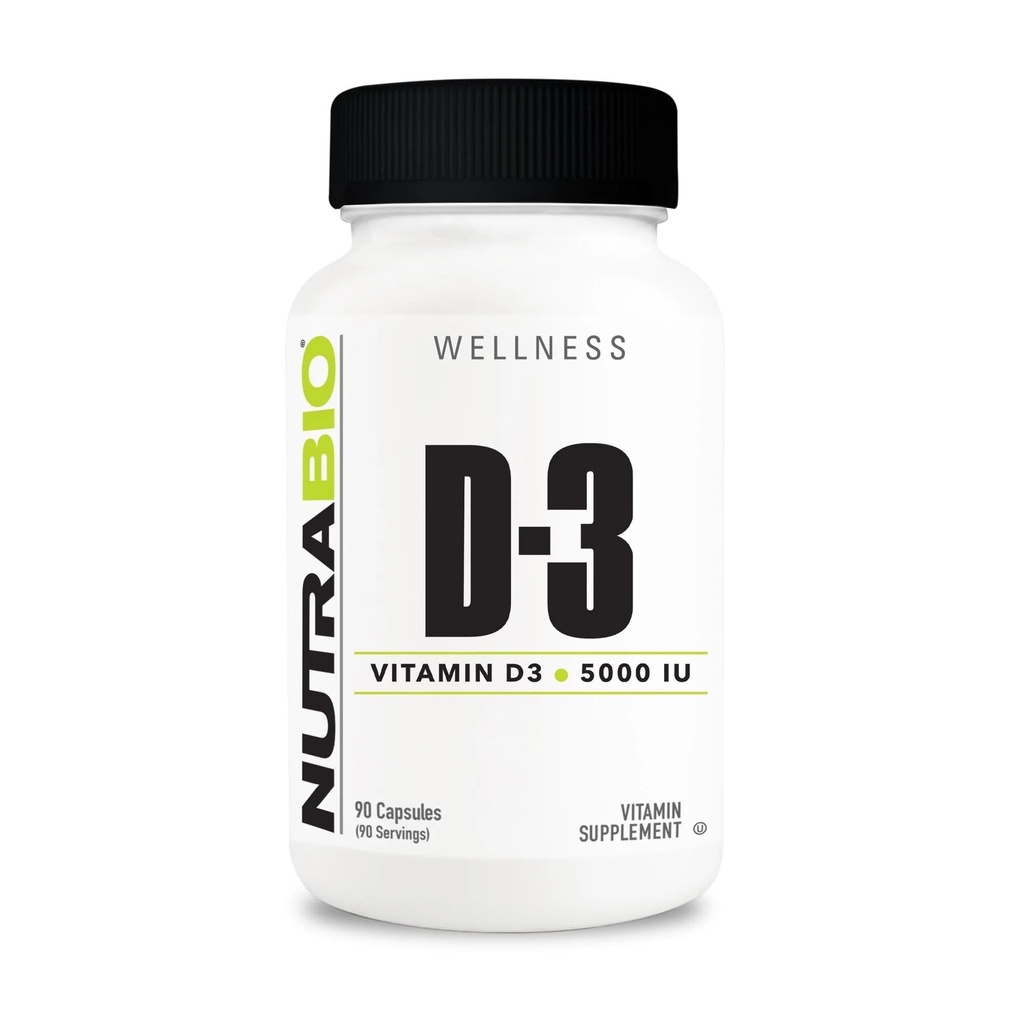 NutraBio ויטמין D (5000 IU), Immune Support - 90 קפסולות ירקות