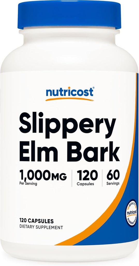מזון זול Slippery Elm Bark כמוסות 1000mg Per לשרת, 120 קפסולות - non-GMO, Gluten Free, Vegetarian Friendly