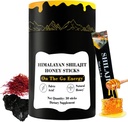 האותיות הקטנות של ההימלאיה Pure Actious Shilajit Honey Sticks Gold-Saffron, Honey - 75% Fulvic Acid, 85+ Trace מינרלים - עבור גברים - 30 מקלות (Shilajit Honey 30 Sticks)