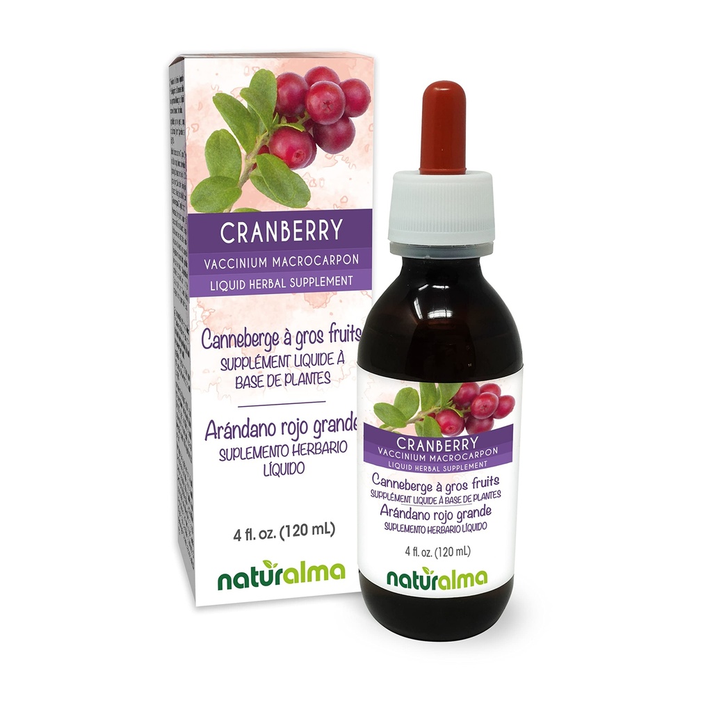 Naturalma Cranberry (Vaccinium מאקרוcarpon או Oxycoccus מאקרוcarpos) פירות אלכוהול חינם Tincture - 4 oz נוזל לחלץ טיפות - Herbal - טבעוני טבעוני