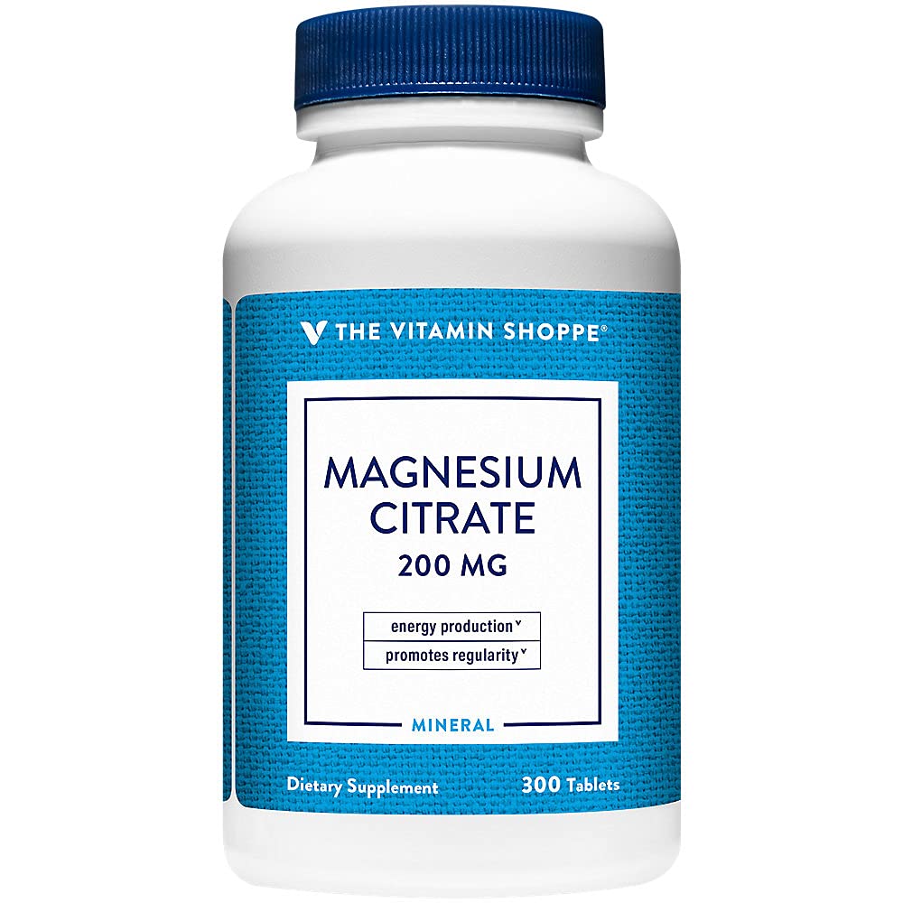 ויטמין Shoppe Magnesium Citrate 200 מ"ג טבליות - עבור רגיעת שרירים יעילה - תמיכה Nerve, הלב ותפקוד השרירים בעוד Boosting אנרגיה ייצור (300 טבליות)