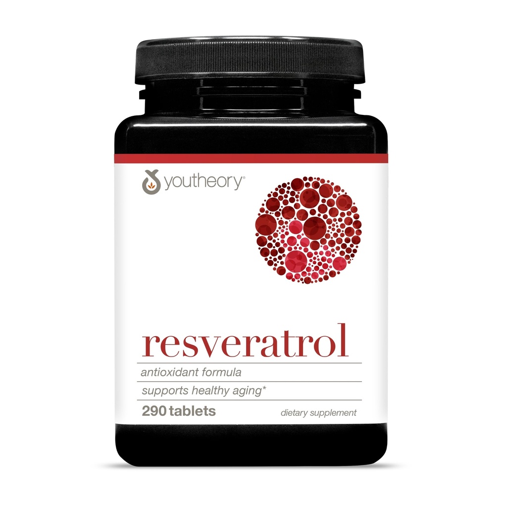 Youtheory Resveratrol Advanced Antioxidant פורמולה - Premium Antioxidant תוסף עם Super-Fruit בלנדר - מכיל ResVida - חלב, סויה וגלוט חינם - 290 Tablet