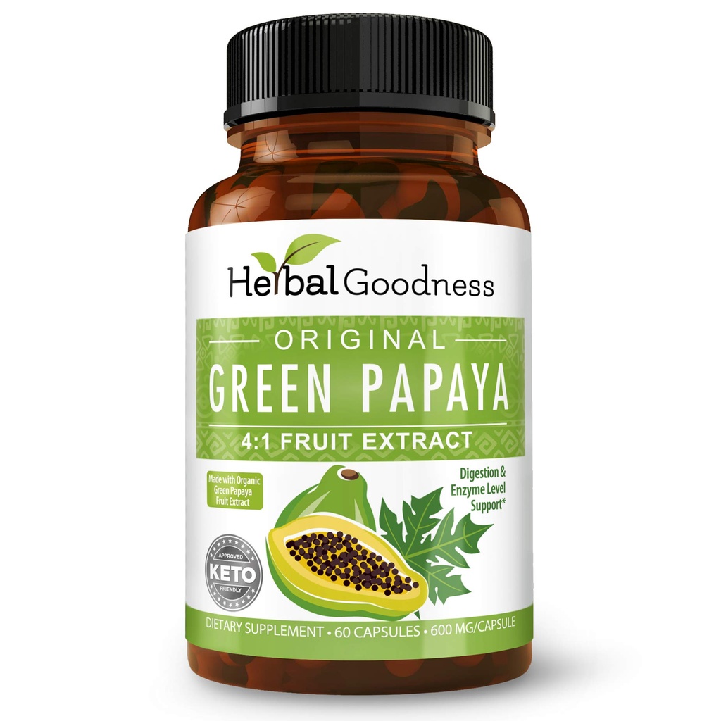 Green Papaya פירות לחלץ קפסולות - אורגני Papaya Enzymes עם Prebiotics ופרוביוטיקה לבריאות העיכול - Super Digestive Enzymes, Immune Support - 60 קפסולות, המיוצר בארה"ב