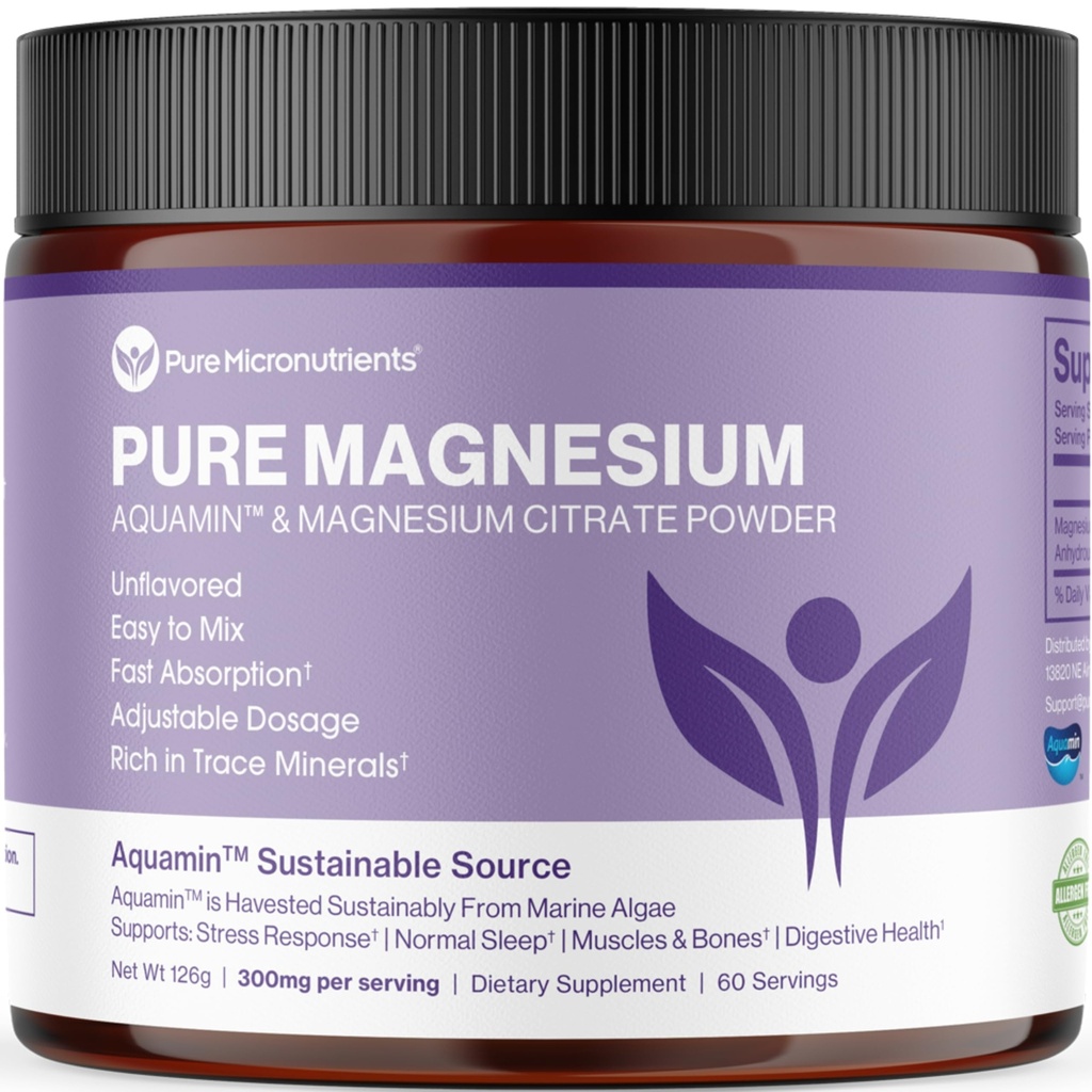 אבקת Magnesium Citrate לתמיכה בשינה, שריר ועצם בריאות, אנרגיה, לב ו העיכול. אבקת מגנזיום Unflavored Drink Mix, טבעוני, 60 משרתים