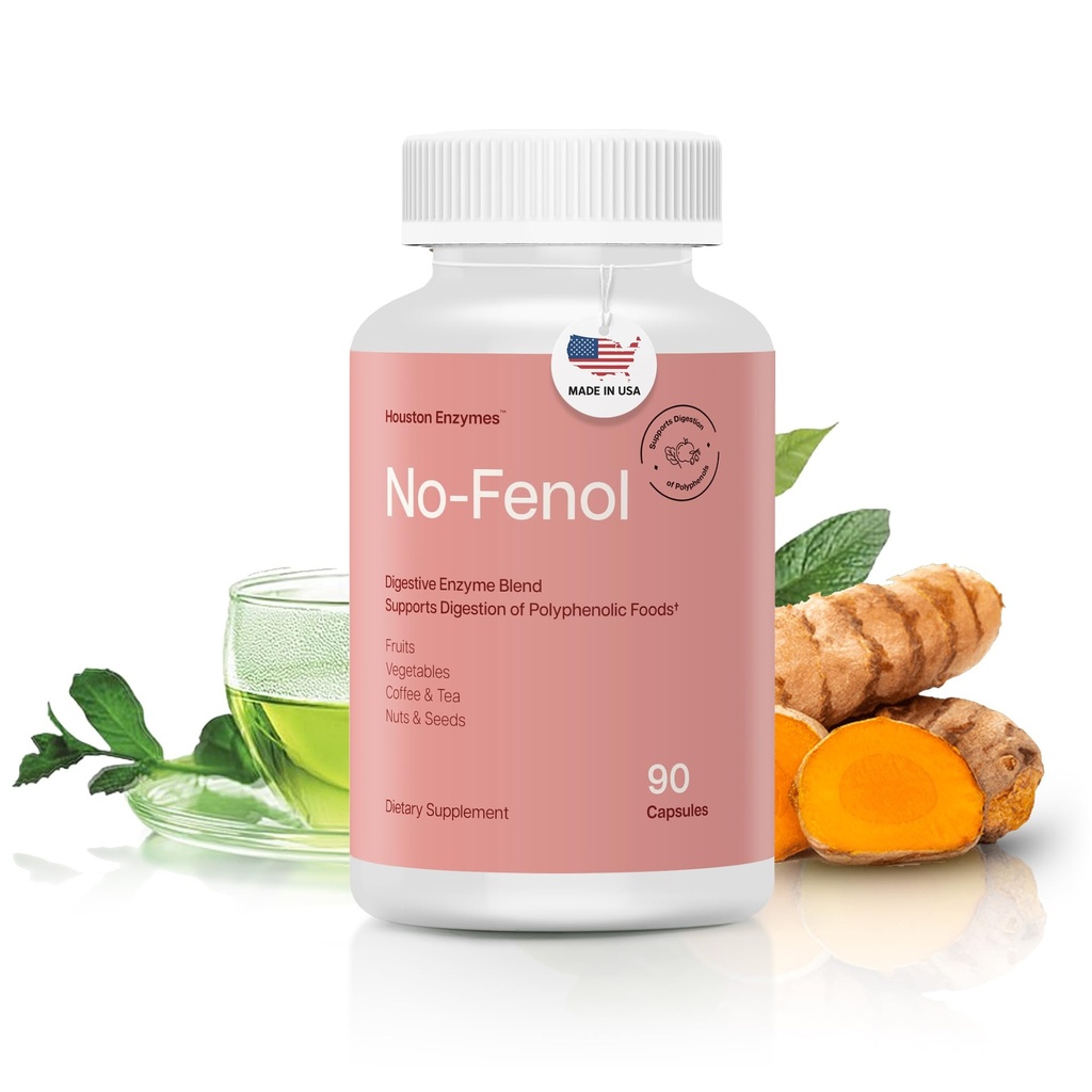 יוסטון Enzy No-Fenol - תוסף Enzyme של Polyphenolic Digestion ופירות & ירקות סיבים - Enzymes for Women and Men (90 קפסולות)