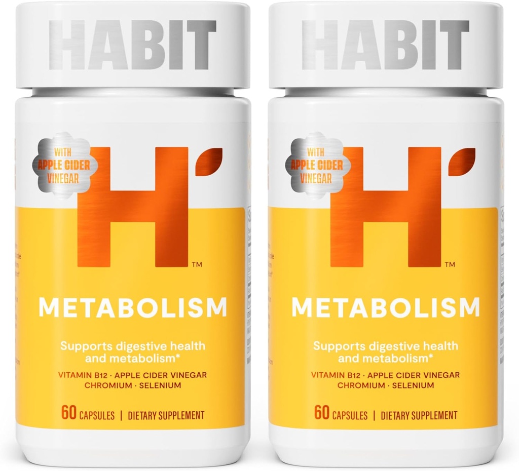 Habit Metabolism תוסף 2 Pack (120 קפסולות) - תמיכה בבריאות העיכול ומטבוליזם, ויטמין B12, Selenium, Chromium, Apple Cider Vinegar, טבעוני, non-GMO