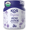 אבקת KOS Organic Acai Juice - USDA Certified Organic, Plant Based Superfood Antioxidants, Superberry מברזיל, Great for Smoothies and Bowls, 0g Sugar, Vegan, Gluten-Free, non-GMO - 120 משרתות