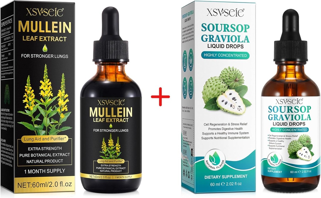 מולליין טיפות עבור Lungs ניקויs ו Soursop bitters נוזל, Mullein Leaf לחלץ Tincture עם Chlorophyll,Soursop Multivitamin טיפות,Natural Herbal תוסף עבור גברים ונשים