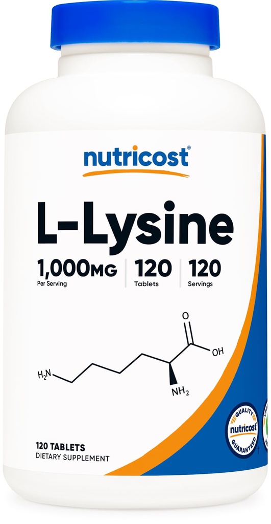 מזון זול L-Lysine 1000mg, 120 טבליות - Gluten Free, non-GMO, ו- Vegetarian Friendly