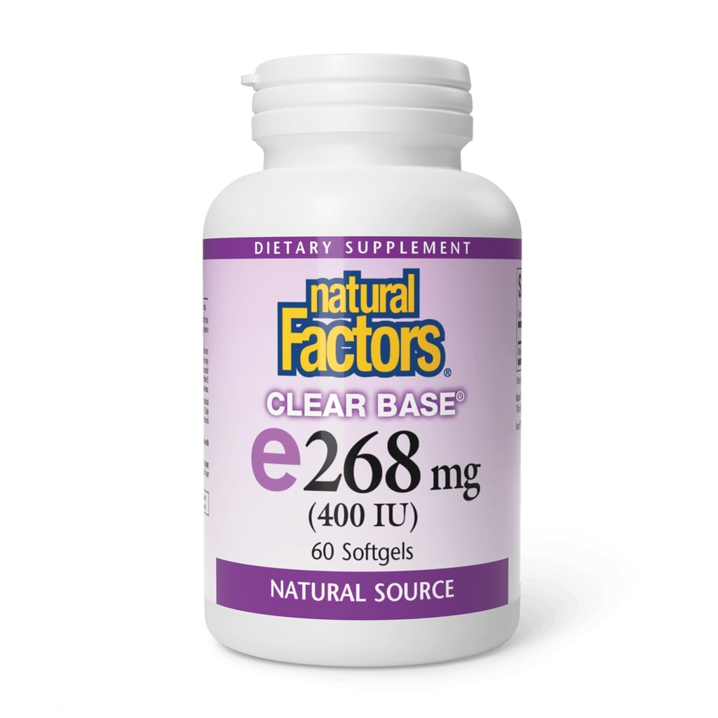Natural Factors, Clear Base Vitamin E 400 IU, Antioxidant Support for Cardiovascular and General Health, 60 softgels (60 servings)