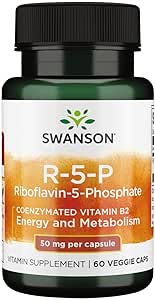 Swanson R-5-P (Riboflavin-5-Phosphate) - ויטמין B2 מקדם אנרגיה, Metabolism & Vision Health - Natural Wellness Formula - 60 קפסולות)