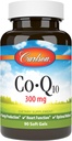 קרלסון - Co-Q10, Co-Enzyme Q10, 300 מ"ג, ייצור אנרגיה ותפקוד הלב, 60 Softgels