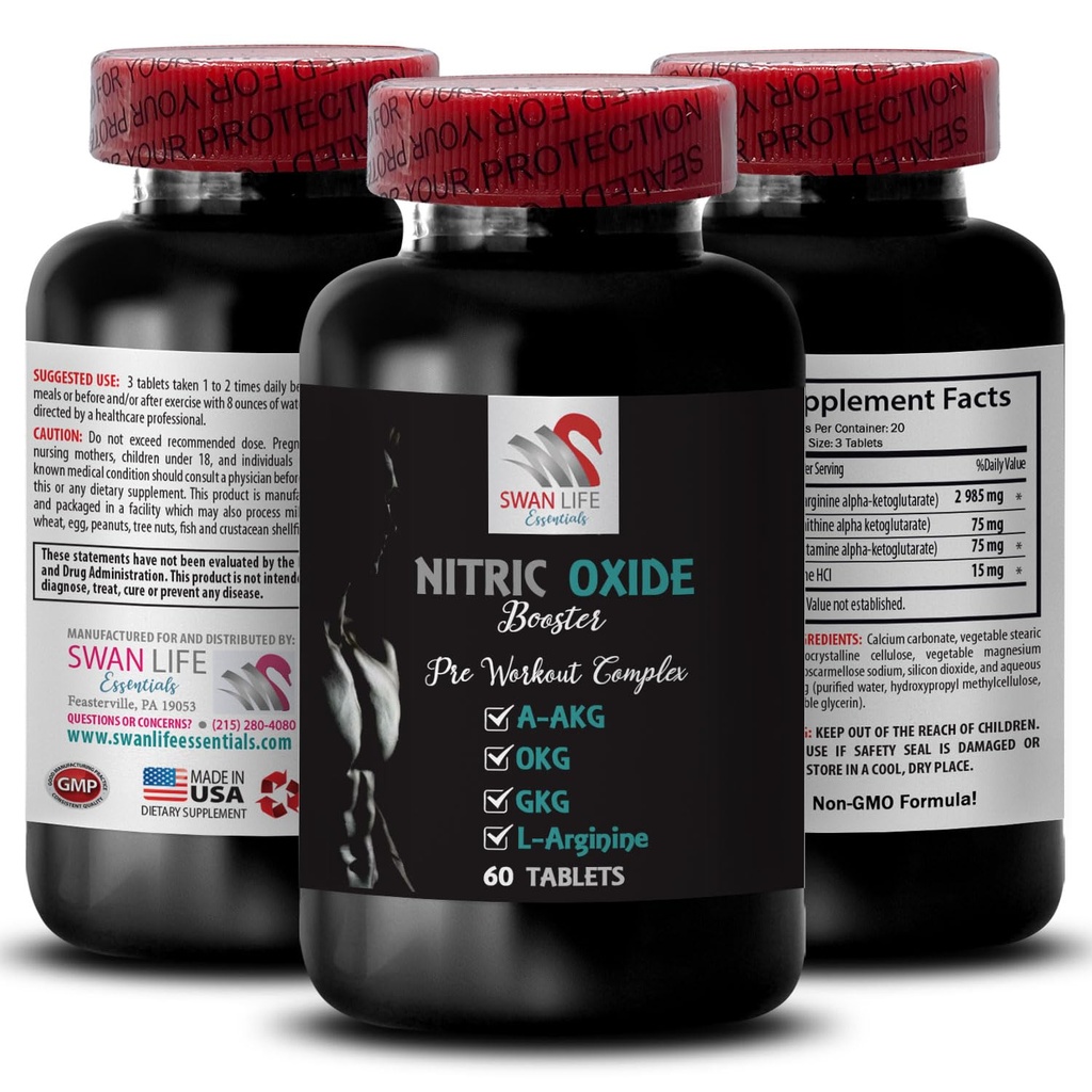 OKG - NITRIC OXIDE BOOSTER - nitric oxide, workout recovery, training blend, fitness formula, performance booster, muscle support, stamina blend, strength booster, energy formula 1 Bottle 60 Tablets