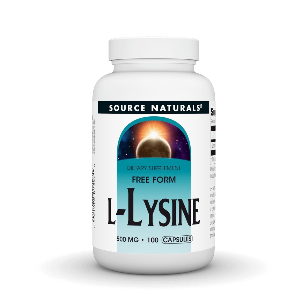מקור Naturals L-Lysine Free Form - Amino Acid תוסף תומך בתצורת אנרגיה ו Collagen - 100 קפסולות