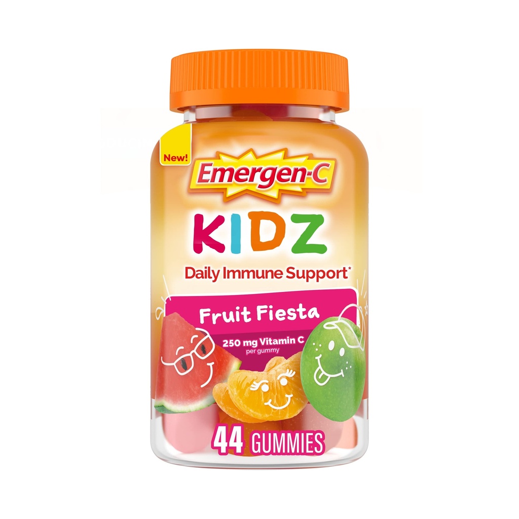 מפתחת: Emergen-C Kidz Daily Immune Support Dietary Supplementary Supplementored Gummies with ויטמין C ו- B ויטמינים, פרי פיזה פלמור חניכיים, Back to School Essentials - 44 Count Count