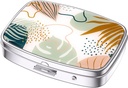 Nipichsha Pill Box, Small Pill Case for Purse & Pocket, Cool Travel Medicineer, Portable Medicine Container Holder to Hold ויטמינים, תרופות, שמן דגים ותוספים, Boho Leaves