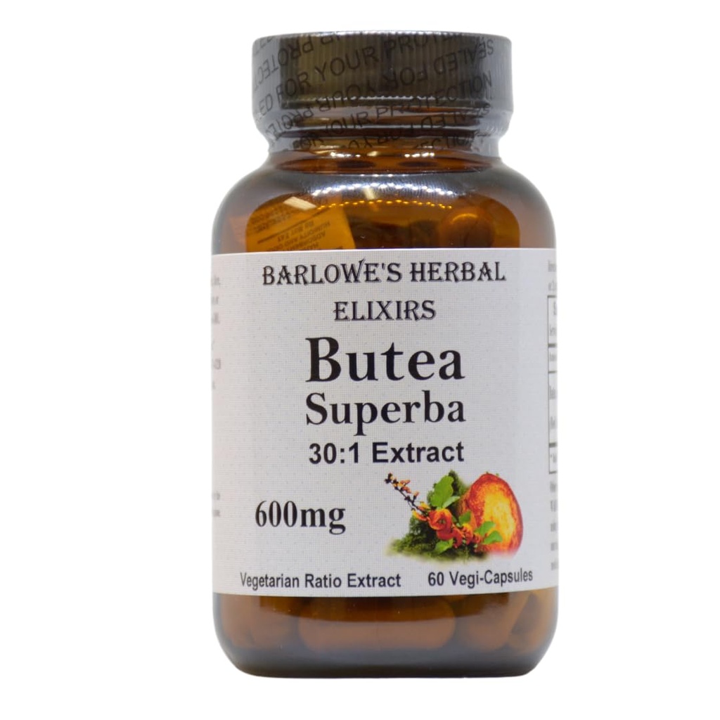 הבא Barlowe's Herbal Elixirs Butea Superba לחלץ 30:1 | 600 מ"ג פר קפסולה | 60 קפסולות טבעוניות | High Flavonoid content | Stearate-Free, Glass Bottled