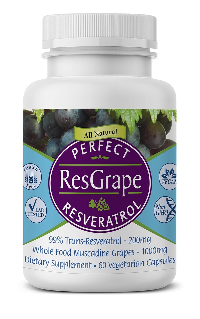 תוספי Perfect Resveratrol - 60 Veggie קפסולות - Trans-Resveratrol & Organic Muscadine Grape