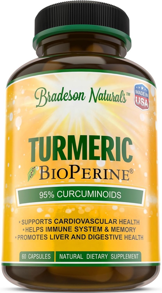 כורכום Turmeric Curcumin עם BioPerine 1500 מ"ג - תמיכה טבעית ובריאה ב-95% Curcuminoids סטנדרטי עבור Potency & Absorption - 60 קפסולות עם Black Pepper