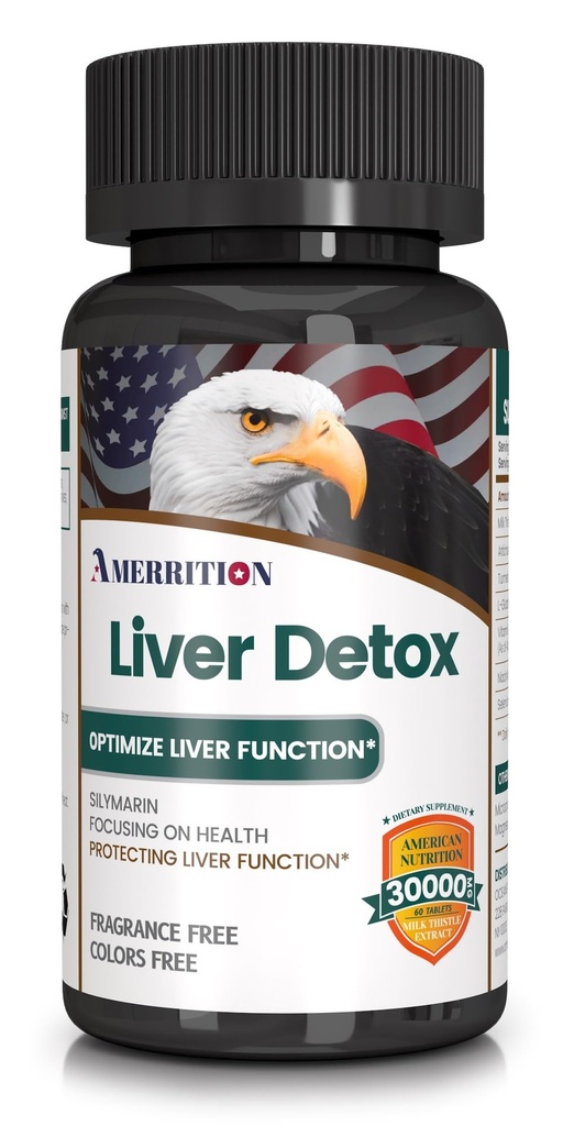 Liver Support Supplement with Milk Thistle Silymarin, Artichoke Extract, Turmeric - Optimal Liver Function and Digestive Health - 60 טבליות