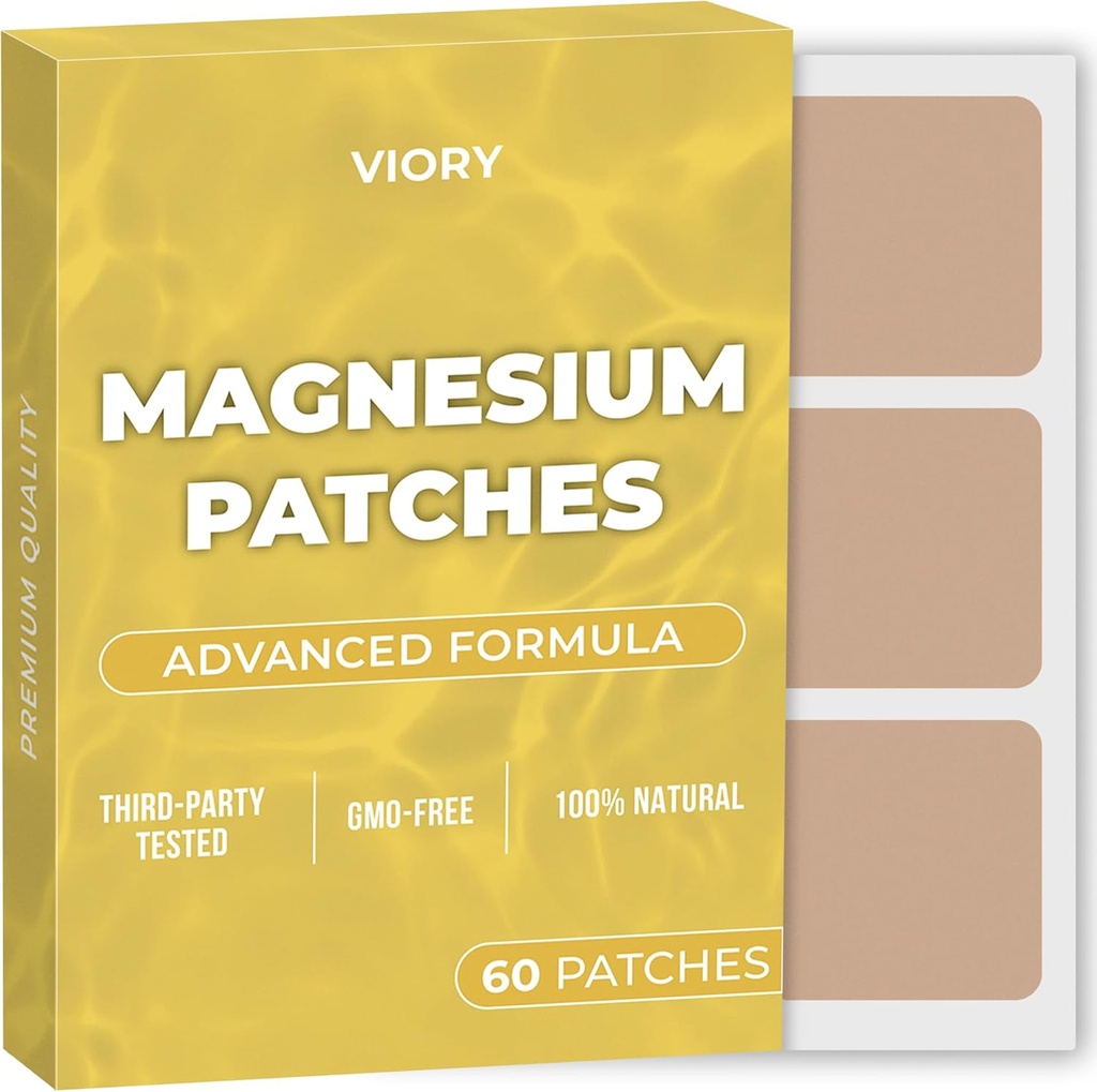 Magnesium Patches (Pack of 60) - 100% Natural Patch עבור נשים וגברים - עם Calcium - שריר ותמיכה העצם, הקלה - פורמולה משופרת