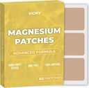Magnesium Patches (Pack of 60) - 100% Natural Patch עבור נשים וגברים - עם Calcium - שריר ותמיכה העצם, הקלה - פורמולה משופרת