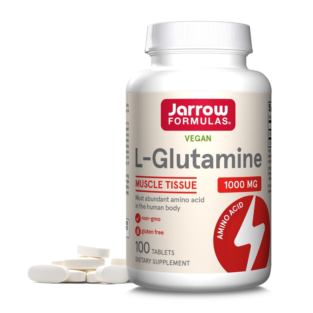 Jarrow Formulas L-Glutamine 1000 מ"ג, תוספת תזונתית לרקמות שרירים, Multifunctional Amino Acid, Immune Support, 100 טבליות Easy-Solv, 50-100 יום אספקה