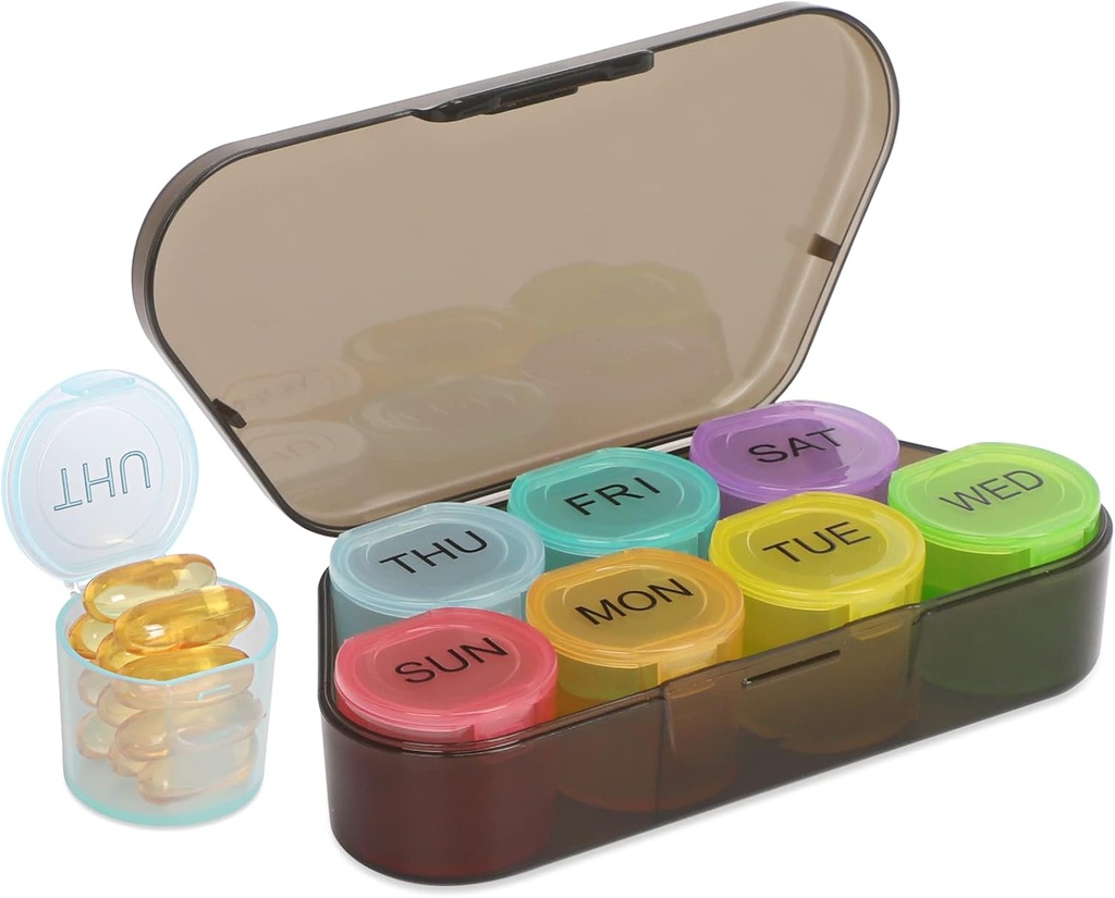 NatureTouch Weekly Pill מארגנת, BPA Free Medicine Productionser Rainbow 7 Day Pill Box, Daily Portable Pill Conatainer for Pills/Vitamin/Fish Oil/Supplements[עריכת קוד מקור | עריכה]