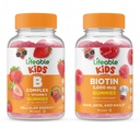 Lifeable B Complex Kids + Biotin Kids, Gummies Bundle - Great Tasting, ויטמין תוסף, Gluten Free, GMO חינם, Chewable Gummymy
