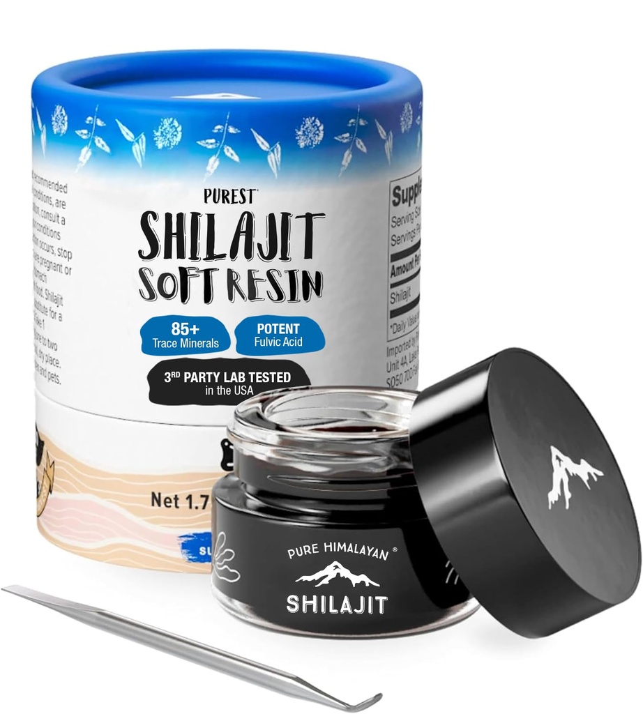 Shilajit by Pure Himalyan Shilajit ®, דרגה A Hiyn Soft Resin, Energy & Immune תמיכה, מקור טבעי של Fulvic Acid & 85+ Trace מינרליםs תוסף עבור גברים ונשים (50 מ"ל / 1.5 oz)
