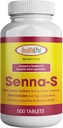 HEALTH LFE Senna-S Tablets, Senna Plus(Laxative/Stoolener) Gentle Overnight Relief of Occasional Constipation Generic for Senokot-S (קטן (Pack of 1), 500)