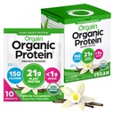 Orgain אורגני אבקת חלבון, Vanilla Bean - 21g צמחי חלבון, 5g Prebiotic סיבים, Low Carb, No Lactose Ingredients, no added Sugar, non-GMO, For Shakes & Smoothies, 10 חבילות נסיעות