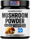 אבקת Mushroom 10:1 - Cordyceps Mushroom תוספת עם Reishi, Chaga & Shiitake - Caffeine-Free Nighttime לשתות עם B6, B12, D + Probiotics Mushroom Cacao אורגני בלנדר (לא Sweetener)