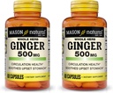 MASON NATURAL Whole Herb ג'ינג'ר 500 מ"ג, תוסף צמחי טבעי, 60 קפסולות (Pack of 2)