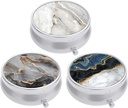 3 Pack Pill Box, Small Pill Case for Purse & Pocket, מארגנת רפואה חמודה, Portable Medicineer Holder כדי להחזיק ויטמינים, תרופות, שמן דגים ותוספים, Art Marble