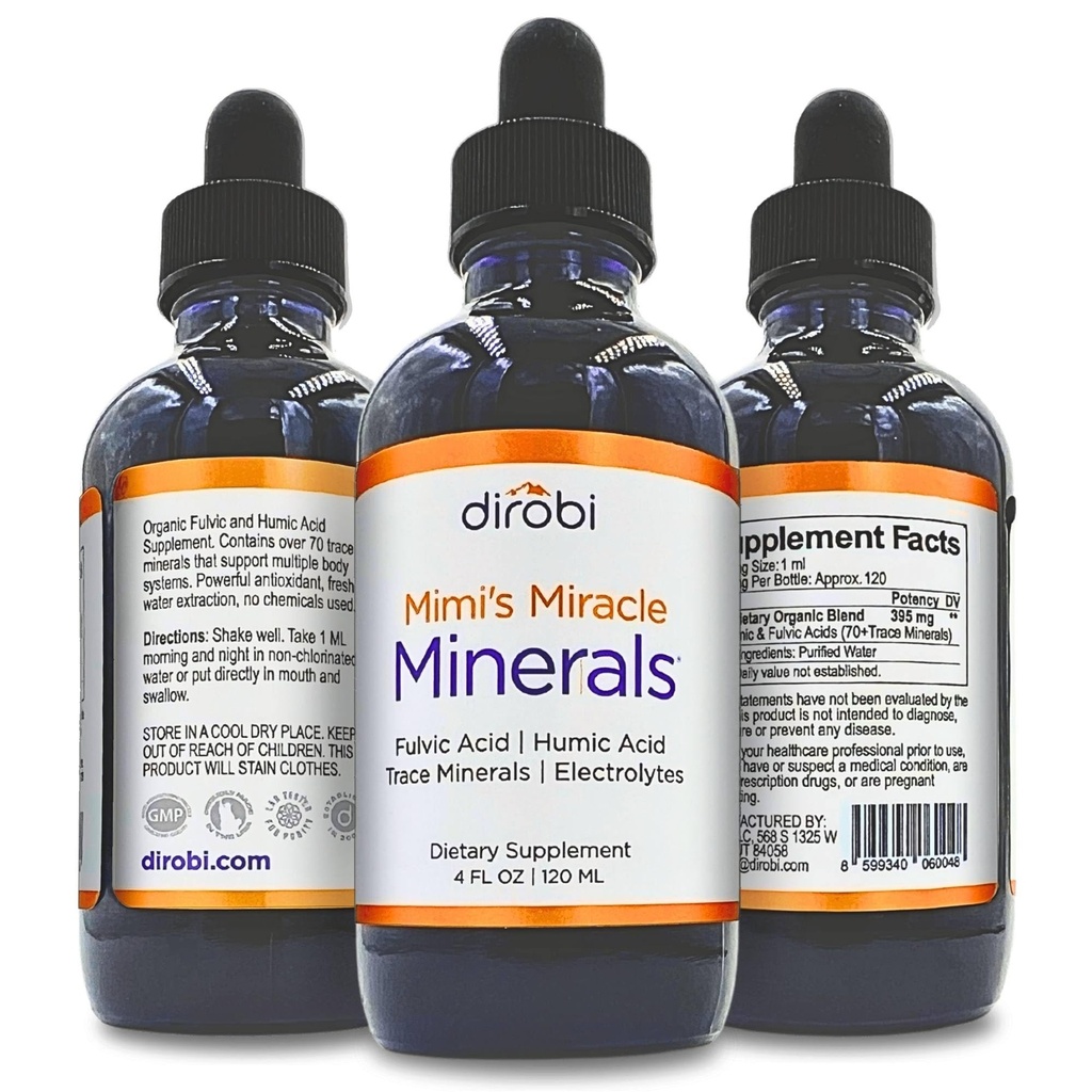 Diobi Mimi's הנס מינרלים Fulvic Acid Humic Acid - מינרל בלנדר טיפות תוספת, מינרלים נוזליים 70 מינרלים Ionic - הצמח האורגני Derived (4 oz 120 יום אספקה) ...