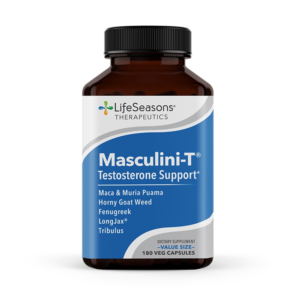 Life Seasons Masculini-T - תוסף תמיכה בטסטוסטרון - משפר תכונות נפשיות וגופניות של ביצועים מיניים ואתלטיים - תמיכה נורמלית Erectile פונקציונלי - שיפור Libido - 180 קפסולות