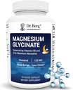 ד"ר ברג מגנזיום Glycinate עם ויטמין D & B6 עבור הקלה מתח, Calm, מרגיעה, ושינה טובה * - 120 מ"ג Magnesium Bisglycinate קפסולות - High Absorption Chelated Glycinate - 90 Cap Cap Cap Capp