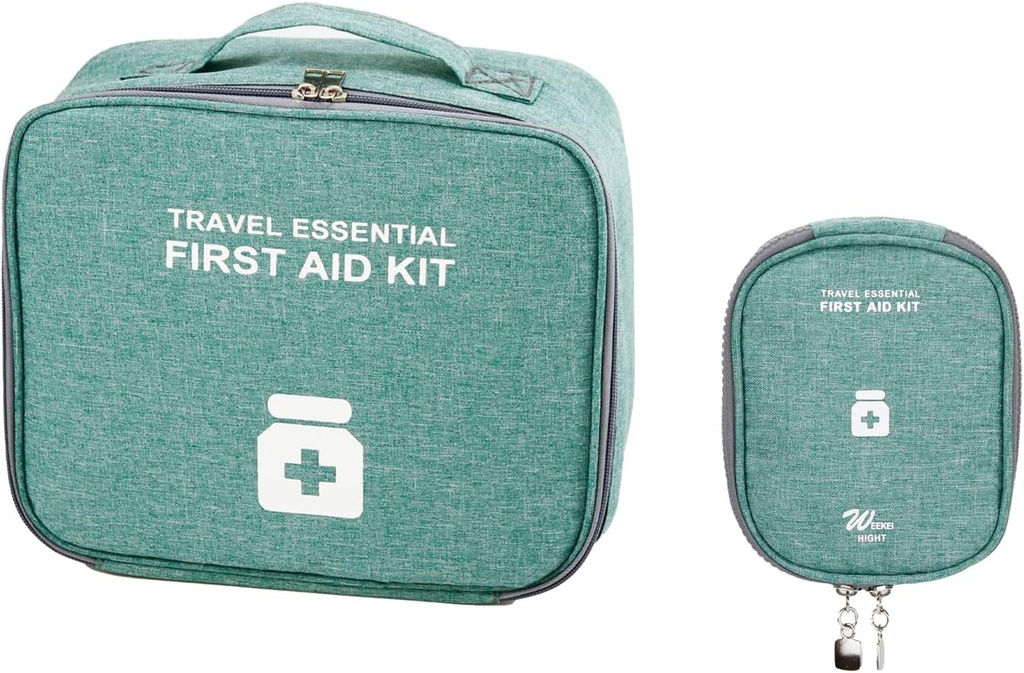 Empty First Aid Bags, Travel Medicine Bag, Medical Supplies Organizer Bag, Portable Kit for Traveling, Car, Home, Camping, Office, Hiking, Outdoor (Cationic Green)