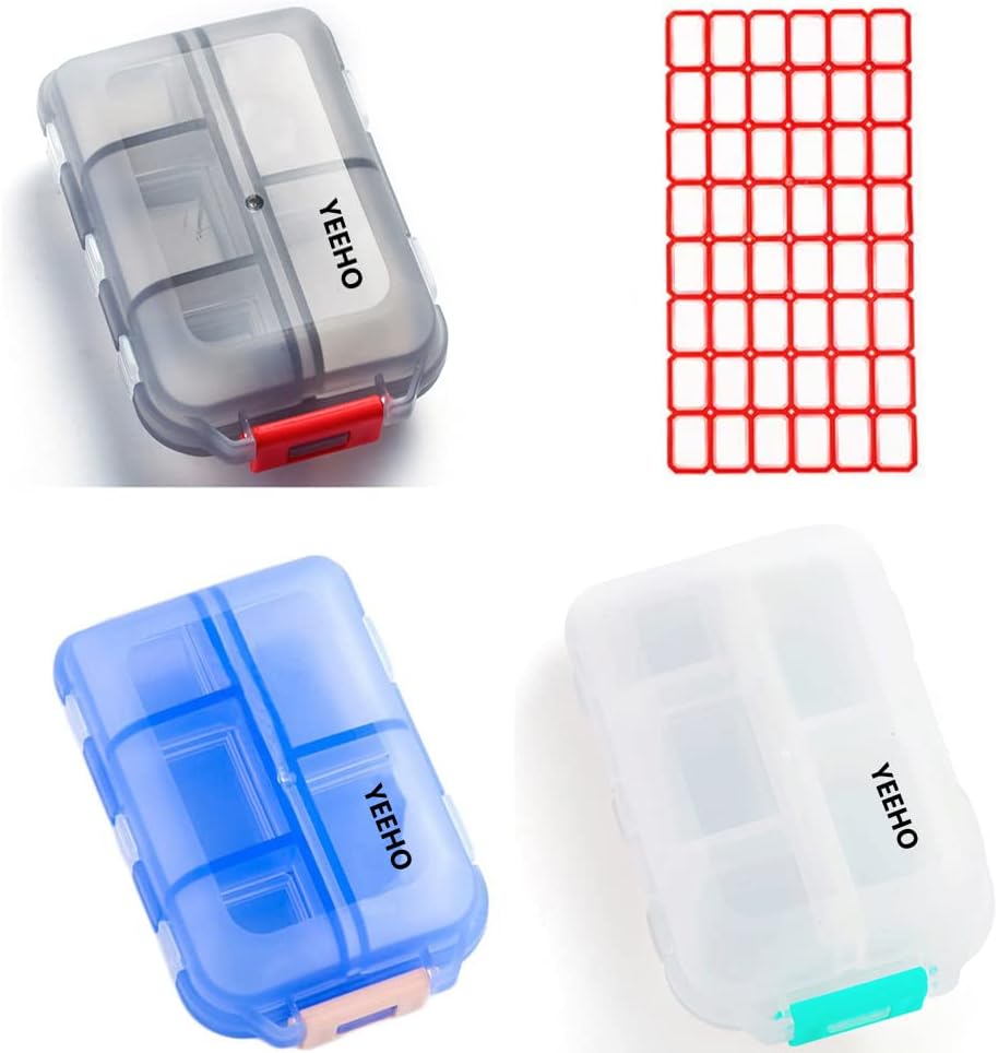 גלולת גלולה (3 Pack) - Portable Small Supplements Tablet Container Box with 10 השוואתיים - קפסולת תרופה ויטמין Fold Flip מאורגןer Dispenser Holder Storage for Travel Pocket Purse Purse