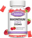 Magnesium Citrate Gummies, High Absorption Magnesiummies למבוגרים, שריר ושיניים תמיכה, 60 חניכיים טבעיות פטל