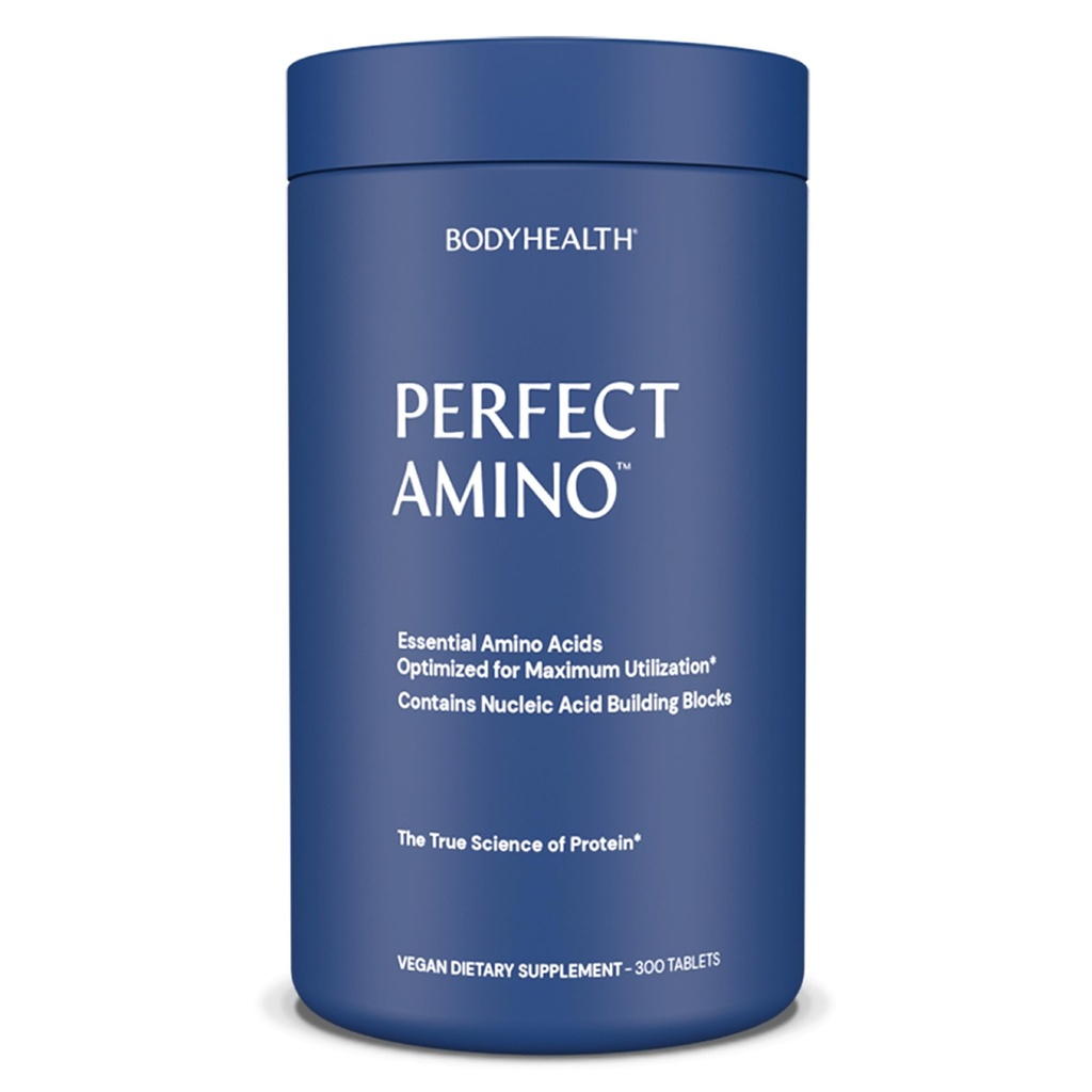 BodyHealth PerfectAmino (300 טבליות) Essential Amino Acid תוספת עם BCAA ו- EAA, שחזור שרירים, Boost Energy & Stamina, 99% Utilization, חלבון שרשרת טבעוני לפני / פוסט עבודה