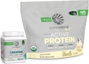 Sunwarrior Active אורגני אבקת חלבון צמחי מבוסס וניל פלאמור 45 משרתים & Creatine Monohydrate אבקת 60 המשרתים