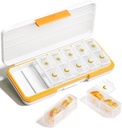 AMPM Pill מארגנת 2 פעמים ביום, 7 יום גלולות שבועיות מארגנת נסיעות עם Container נפרד, Portable Daily Medicine Planner Dispenser Case עבור ויטמין, שמן דגים, תוספים (Beige)