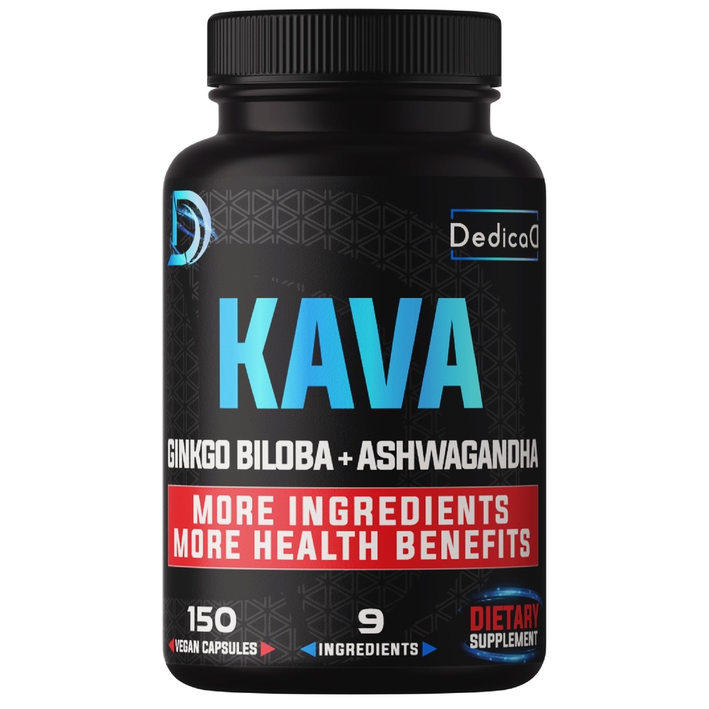 9in1 Kava Kava קפסולות 5Month אספקת 15:1 עבור שינה, המוח ו Immune תמיכה - 9 צמחי טבעי כולל גינקו, Ashwagandha, Graviola, ולריאן ועוד - 150 קפסולות טבעוניות