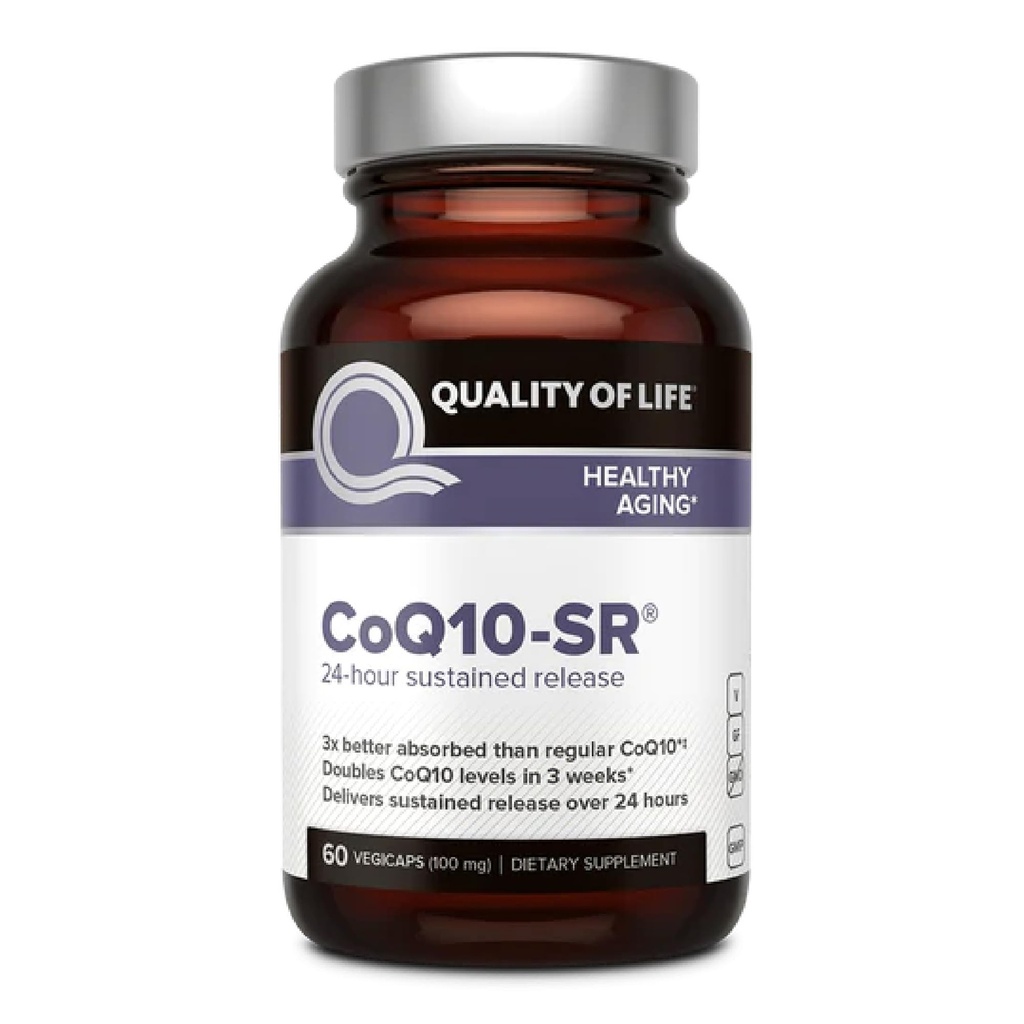 איכות החיים Powerful CoQ10 Sustained שוחרר תוסף MicroActive עבור הגדלת Absorption, 100 מ"ג של פר קפסולה תמיכה Immune, אנרגיה - 60 קפסולות ירקות
