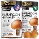 Mushroom Gummies 5000 Mg 120 Pcs (2 Pack) - מלונה של אריה ו 9 מטאטאים אדוגניים ל - Ashwagandha, L-theanine - Mushroom Gummies לאנרגיה, Immunity, Focus, Brain Boost - No Sugar and GMO
